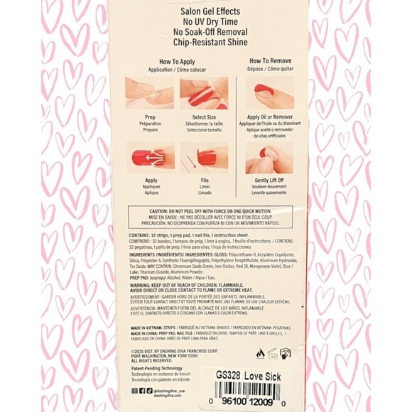 💗Dashing Diva Gloss Ultra Shine Pink Gel Nail Strips~Love Sick Valentine’s Day - Picture 3 of 3